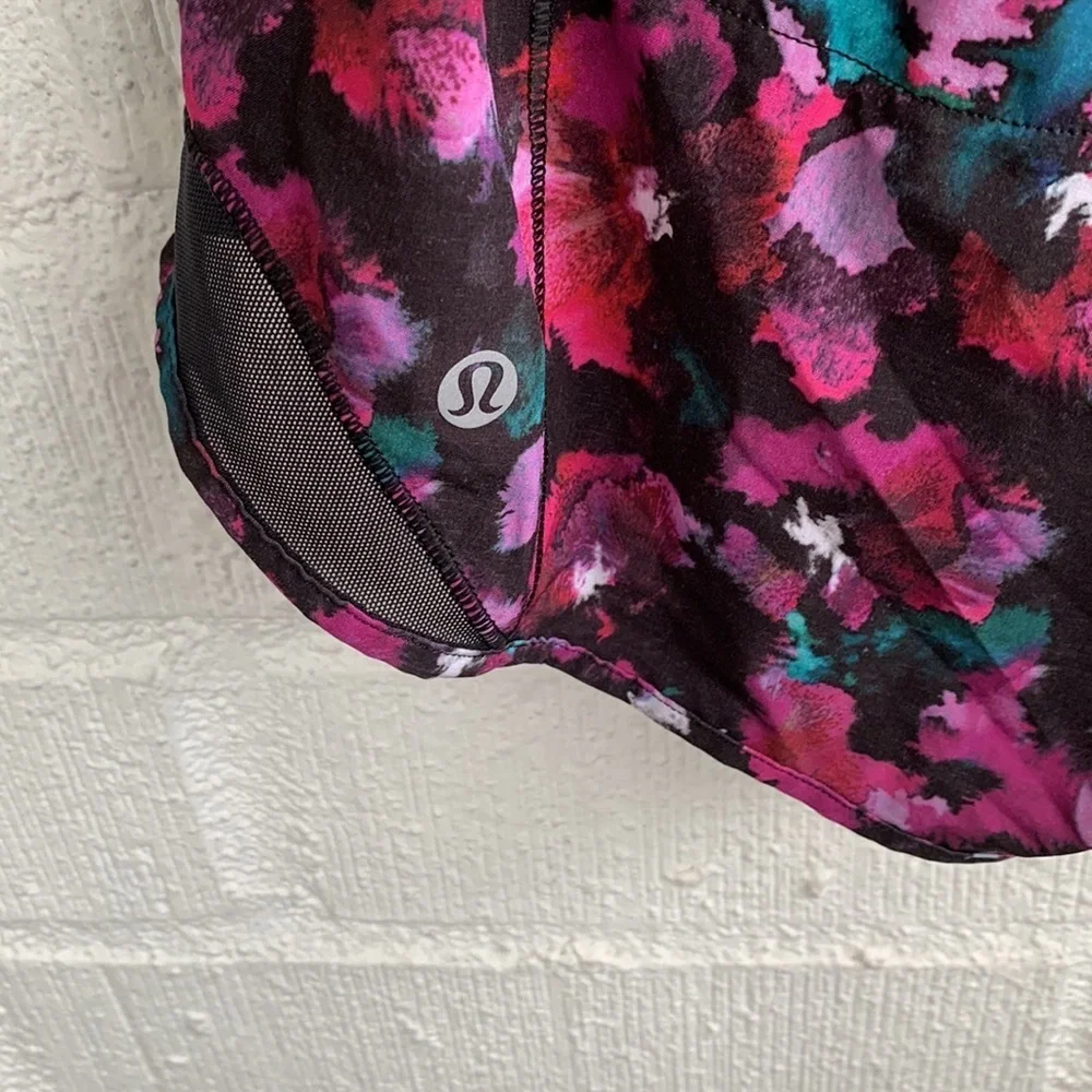 Lululemon Hotty Hot Black Purple Floral Watercolor Shorts